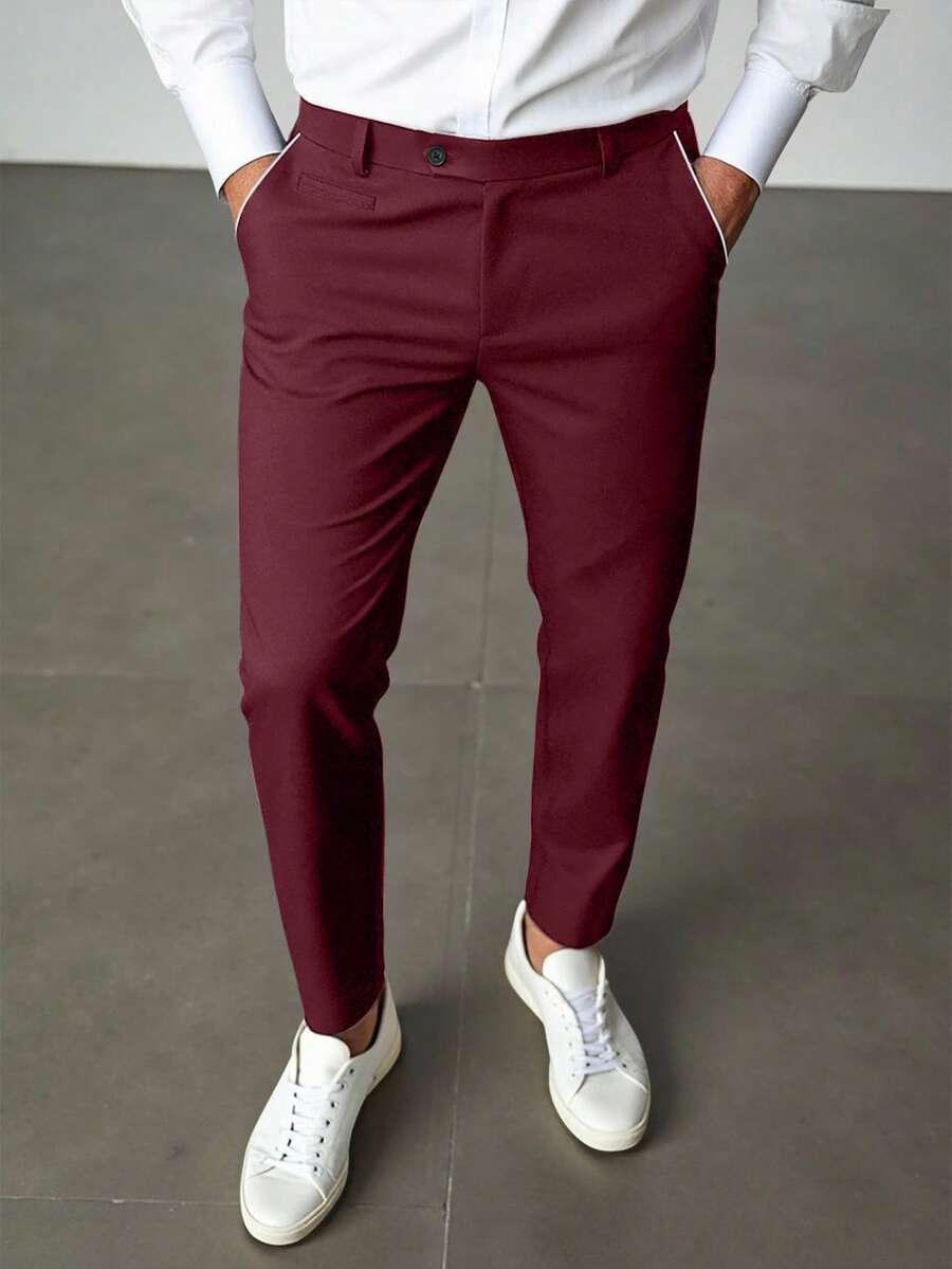 bordowe eleganckie spodnie 