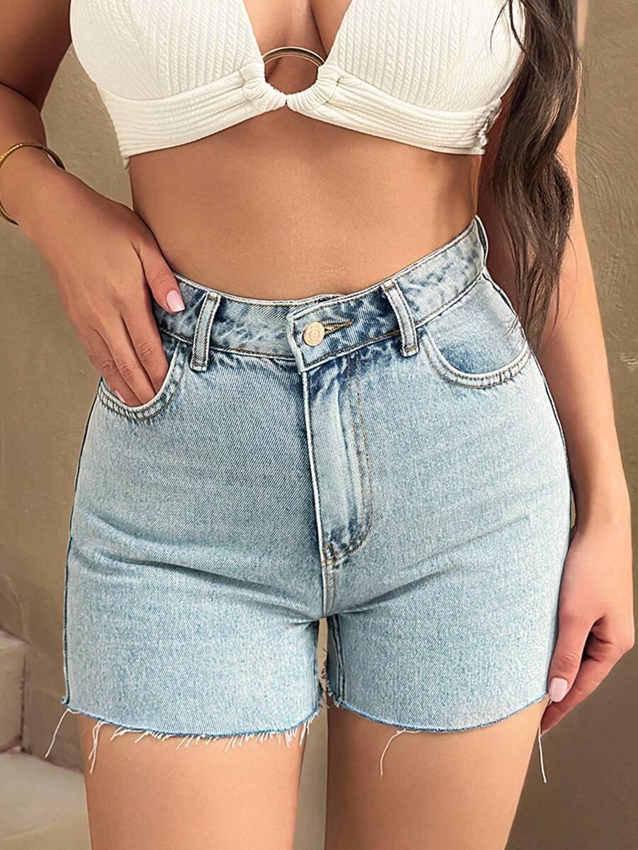 KRÓTKIE SPODENKI JEANS WYSOKI STAN KIESZENIE
