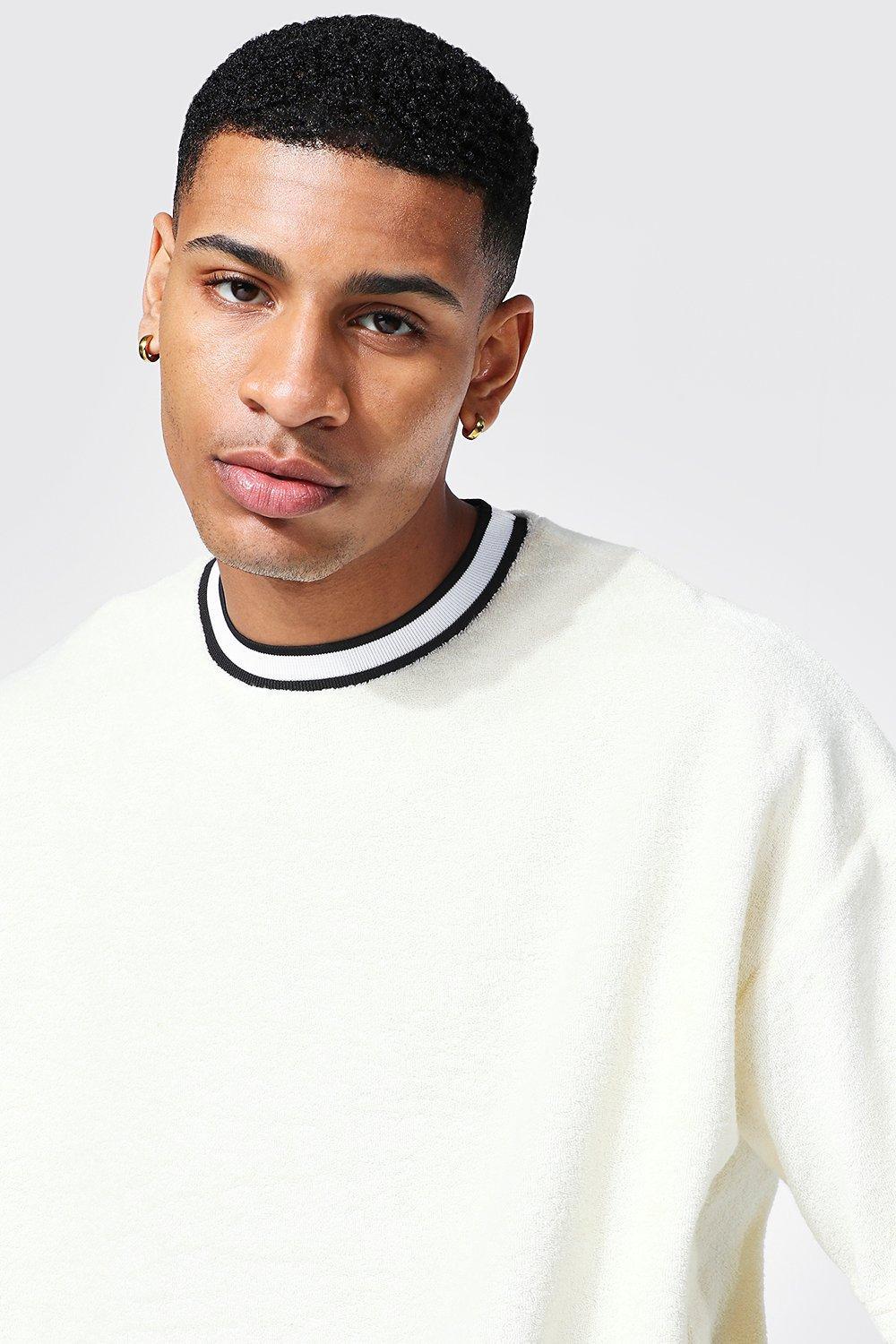 kremowy t-shirt oversize frotte