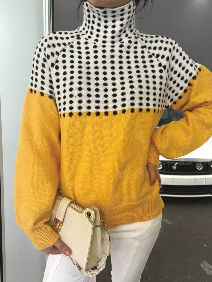sweter golf wzór kontrast