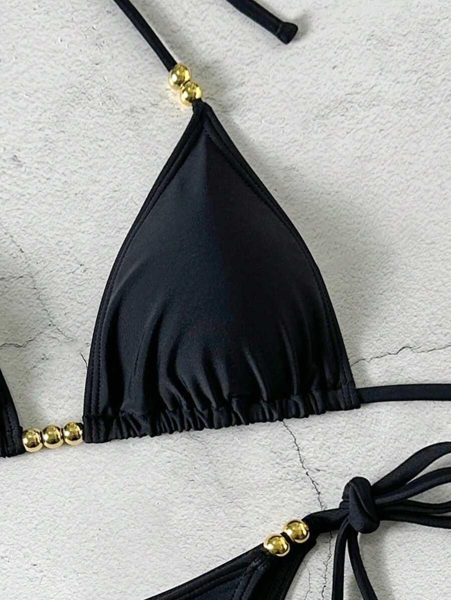 CZARNY KOMPLET BIKINI WIĄZANIE