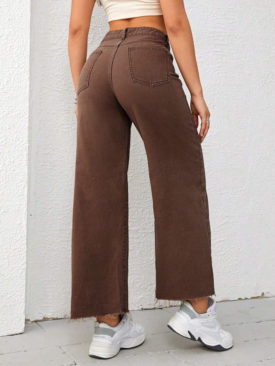 BRĄZOWE SPODNIE JEANS