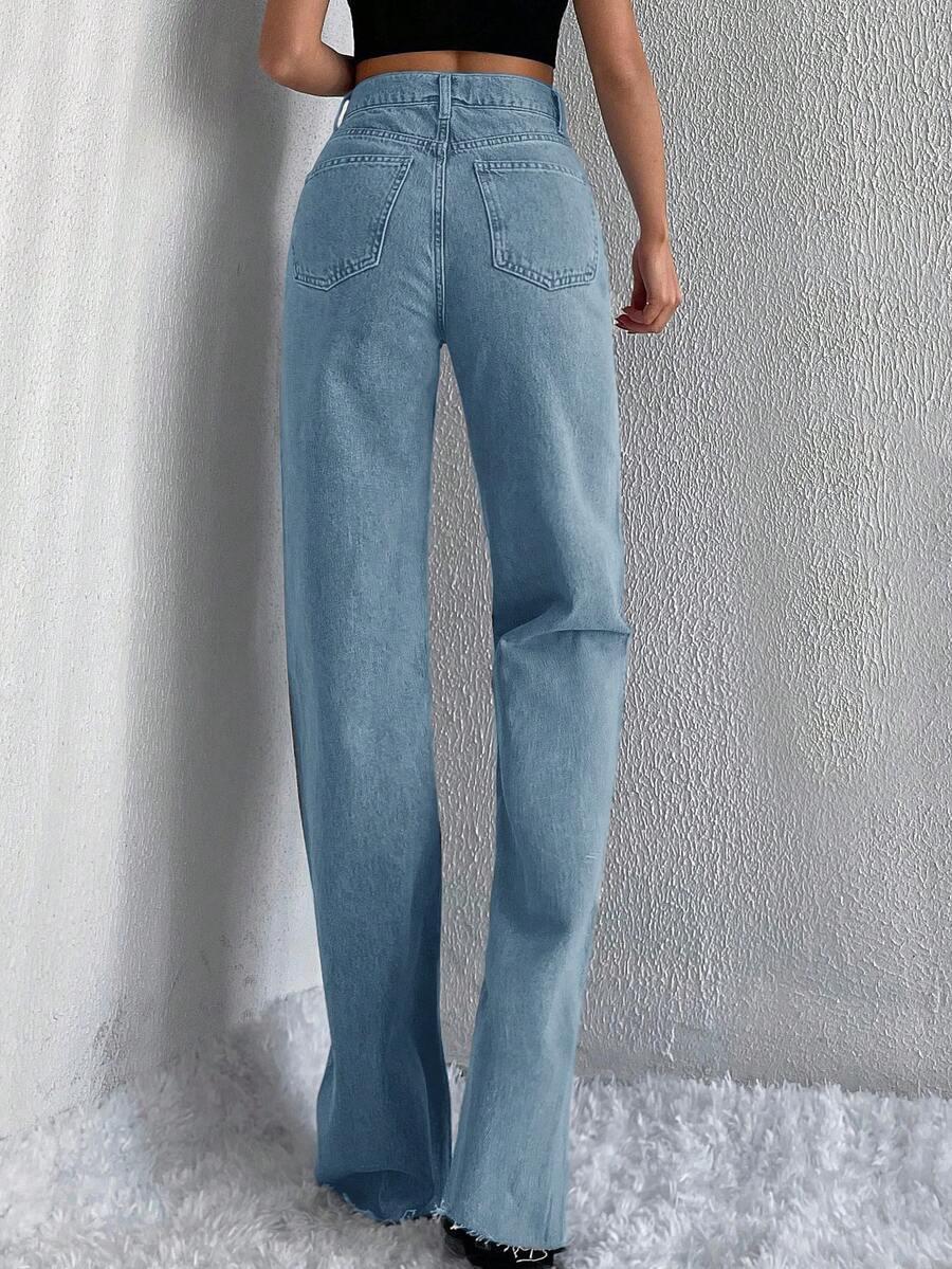 niebieskie spodnie jeans wysoki stan