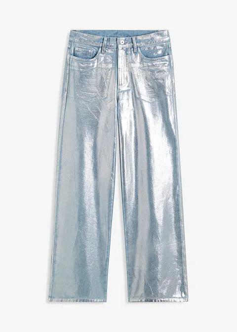 PROSTE SPODNIE JEANS połysk 