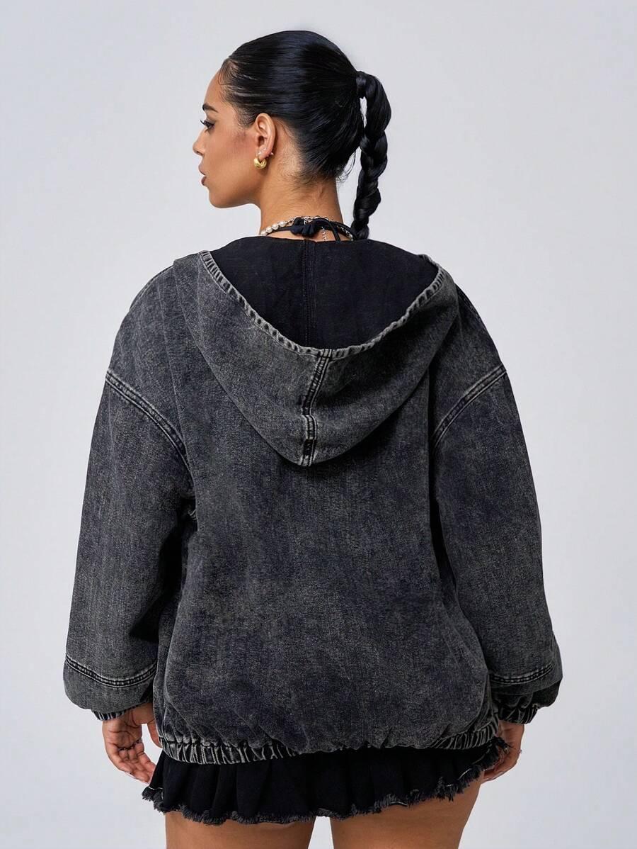 KURTKA OVERSIZE Z KAPTUREM JEANS