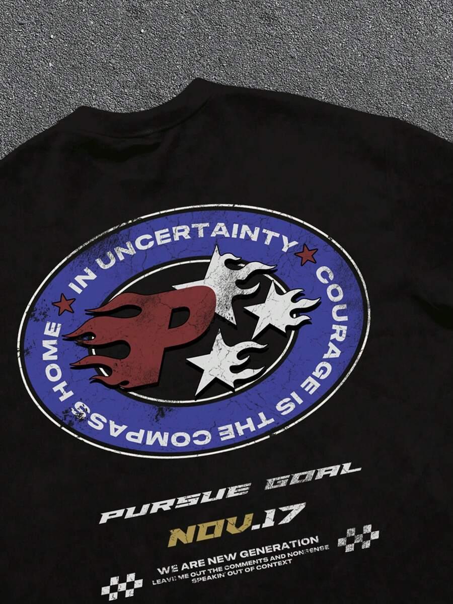 czarny t-shirt nadruk
