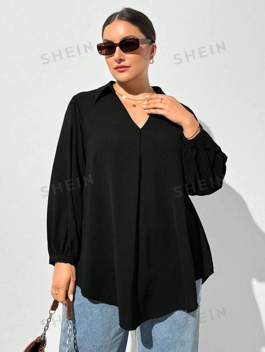 CZARNA BLUZKA V-NECK