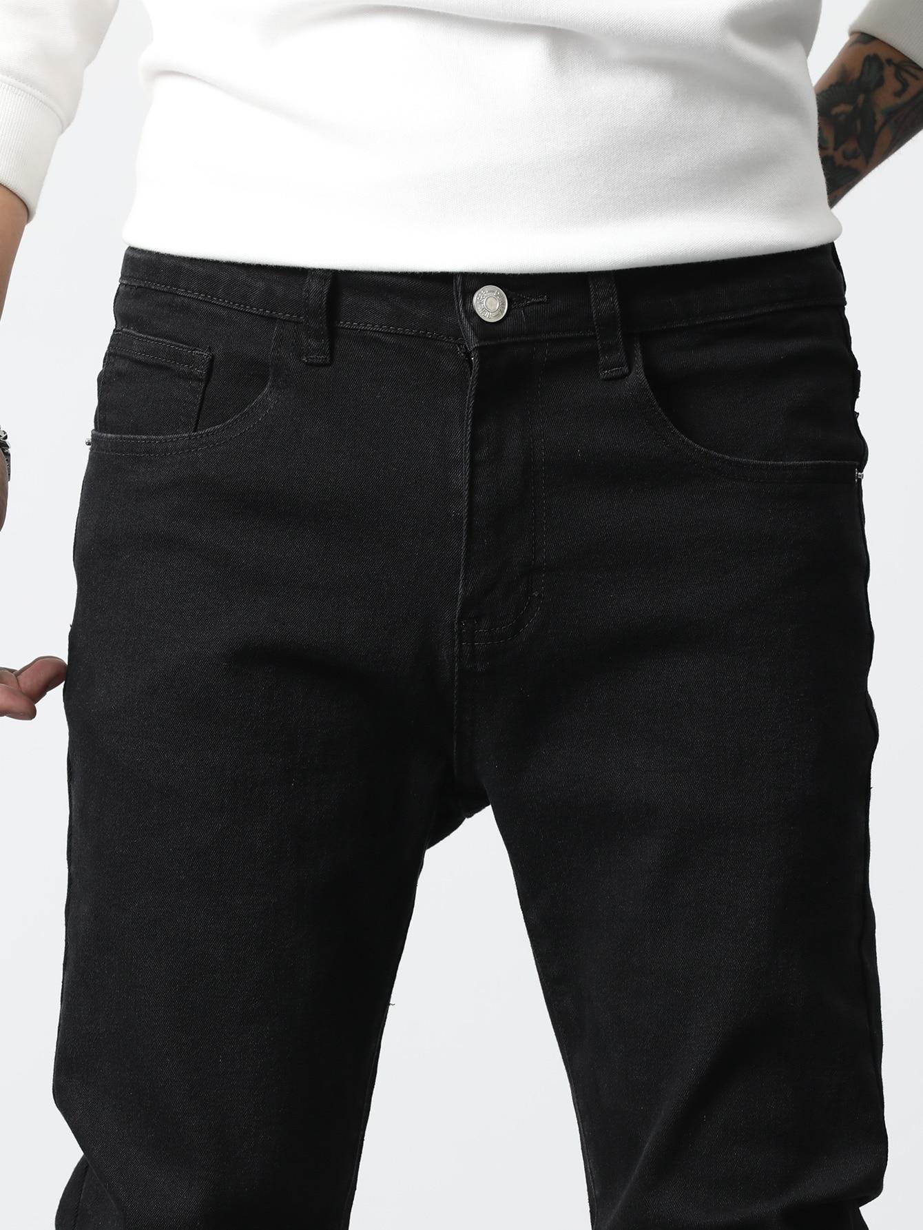 CZARNE SPODNIE JEANS KIESZENIE ZAMEK BASIC 