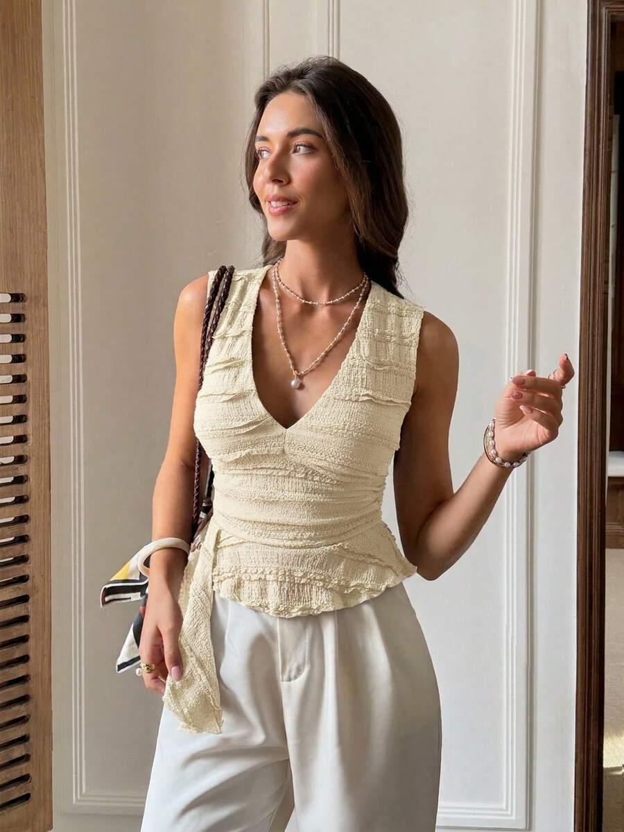 żółty top v-neck