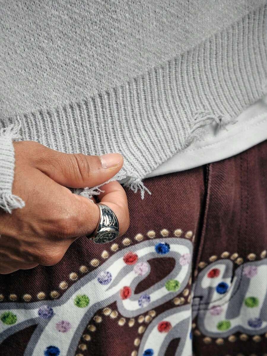sweter OKRĄGŁYM DEKOLTEM ripped