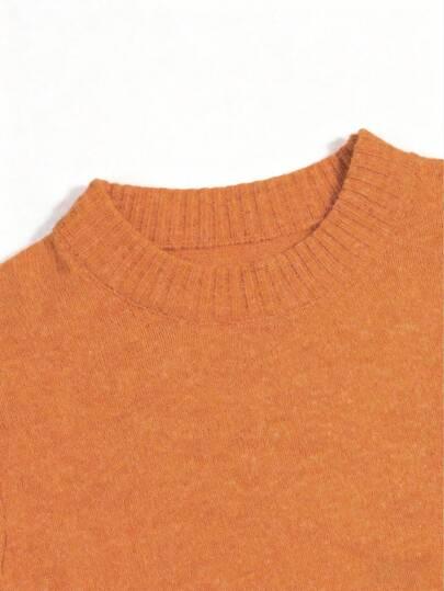 POMARAŃCZOWY SWETER OKRĄGŁY DEKOLT