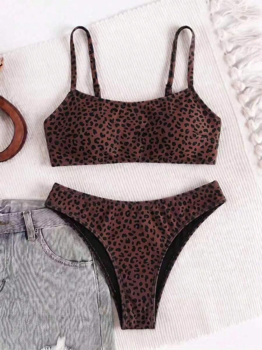 dwuczęściowy strój kąpielowy animal print