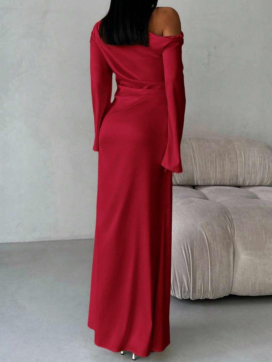 satynowa maxi sukienka