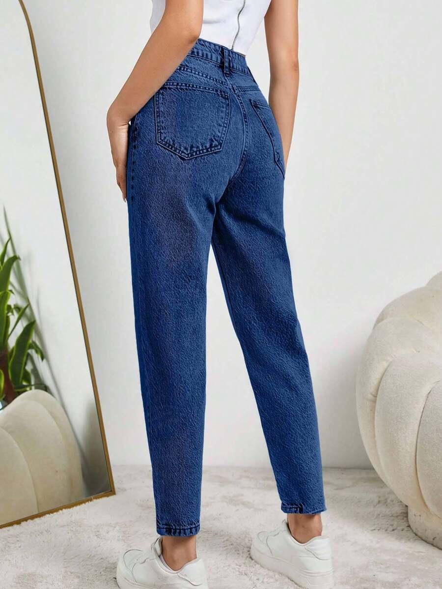 NIEBIESKIE SPODNIE MOM JEANS