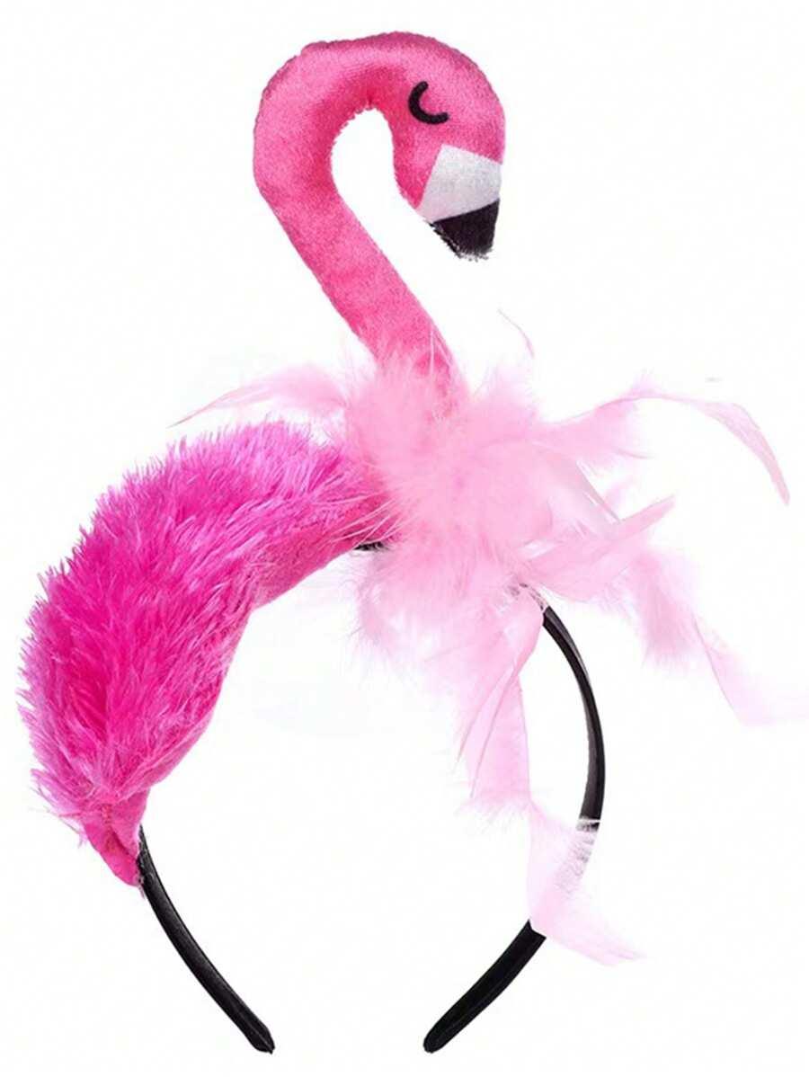 Różowa opaska na głowę flamingo