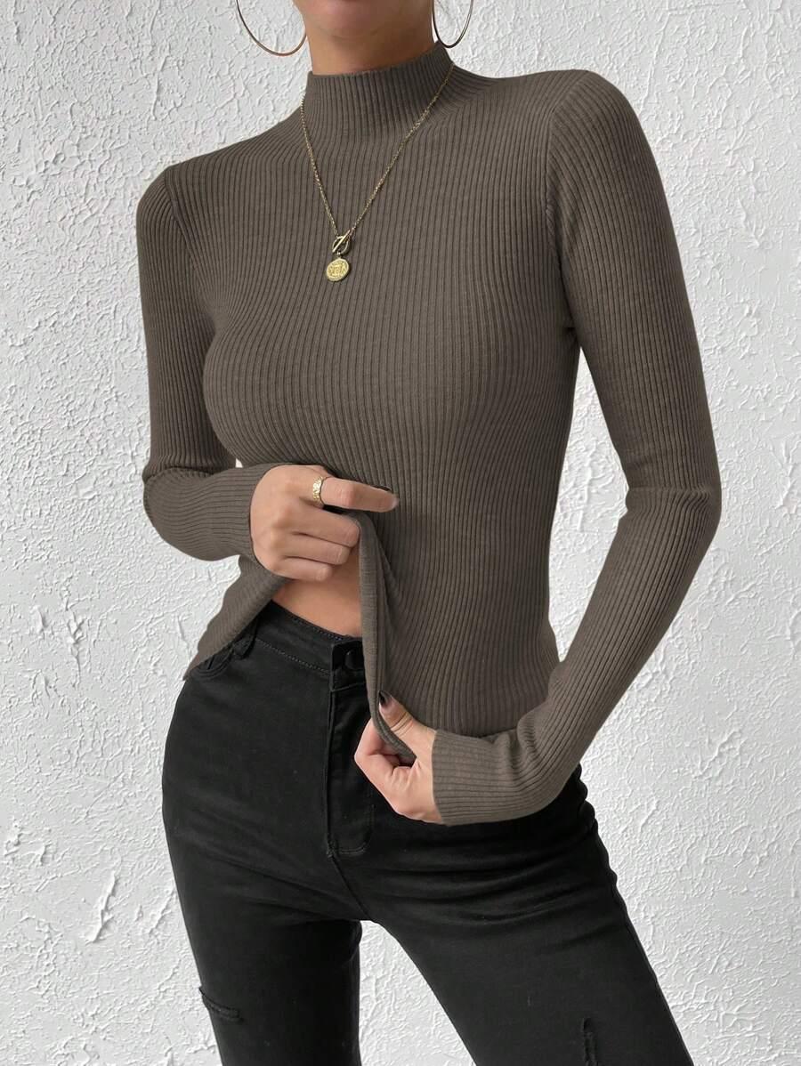 BRĄZOWY SWETER PRĄŻKI