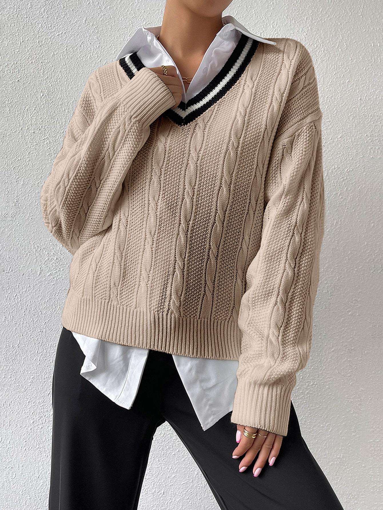 BEŻOWY SWETER DZIANINA