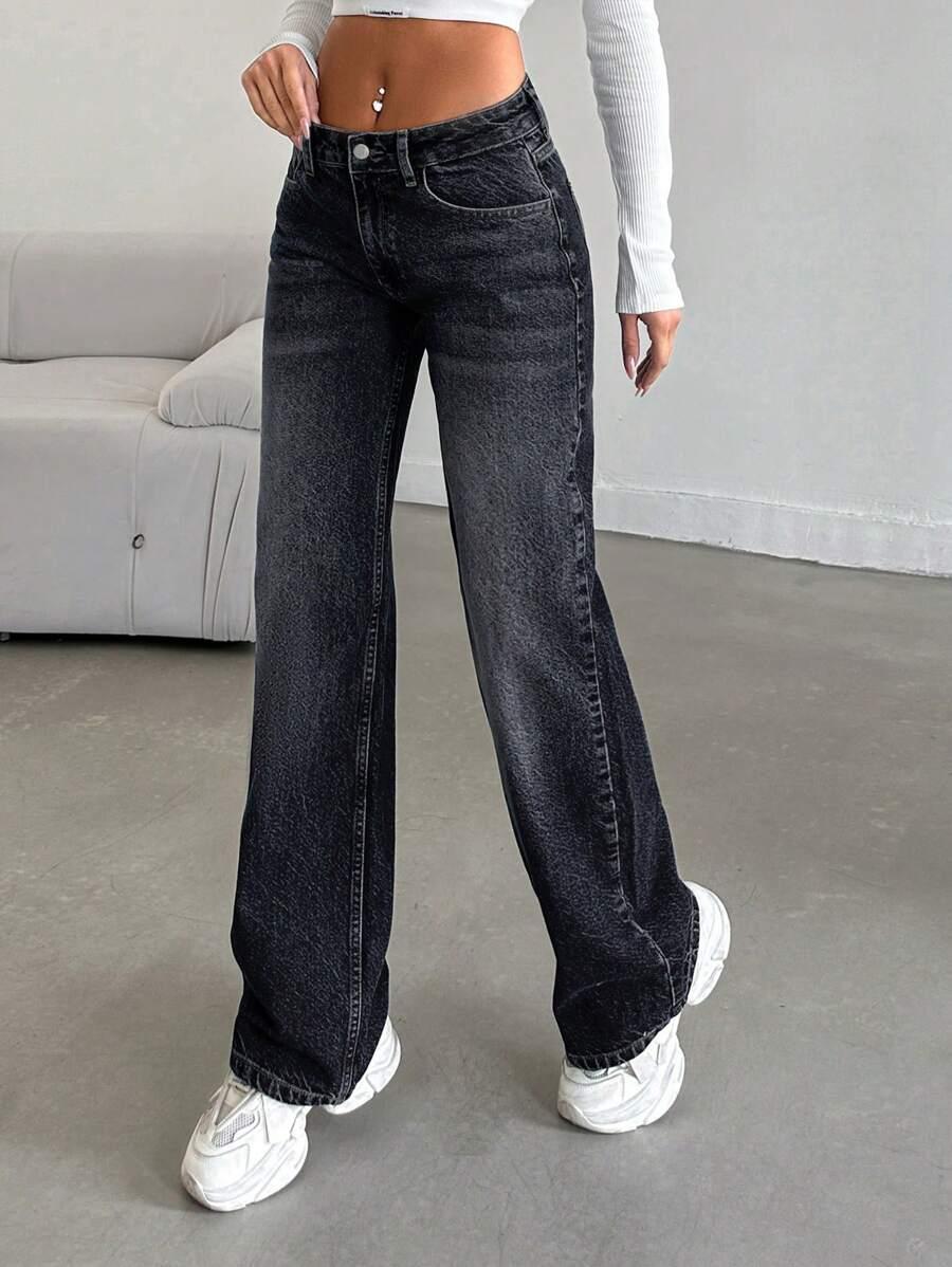 CZARNE SPODNIE JEANS 