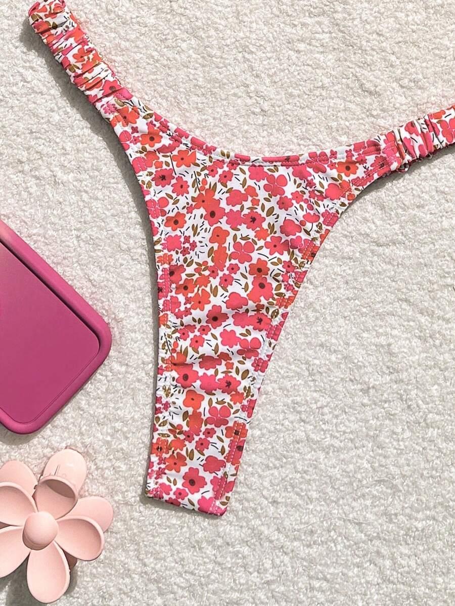 DWUCZĘŚCIOWY KOSTIUM KĄPIELOWY BIKINI KWIATY