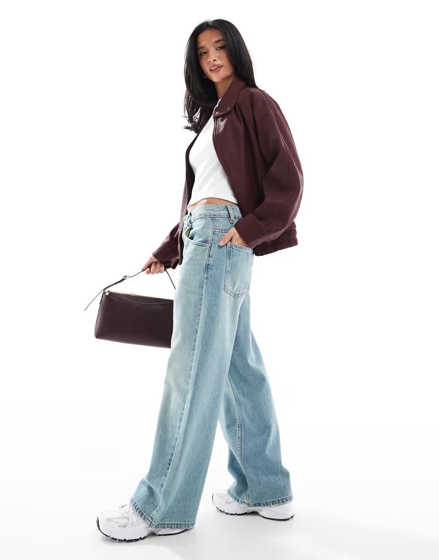 NIEBIESKIE SPODNIE JEANS PROSTE NOGAWKI KIESZENIE