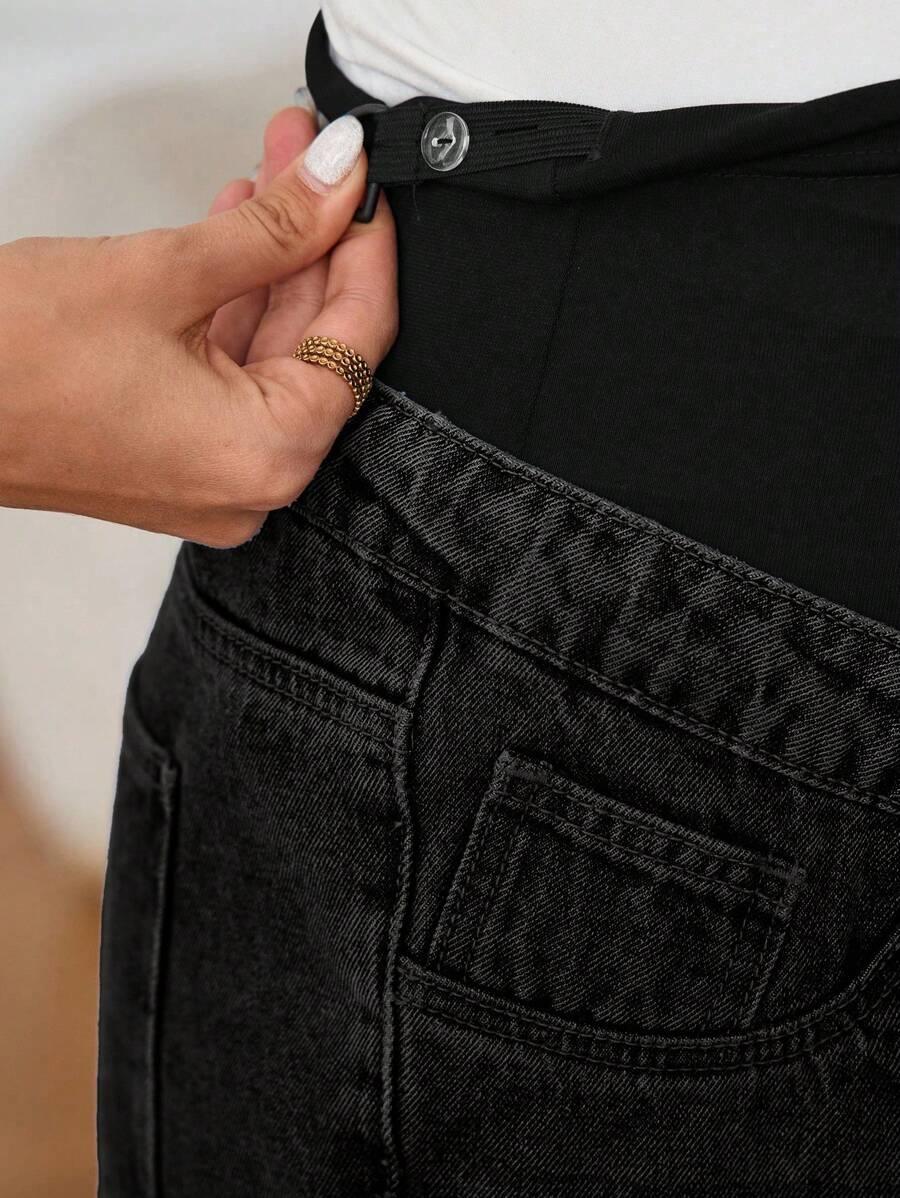 CZARNE CIĄŻOWE SPODNIE JEANS