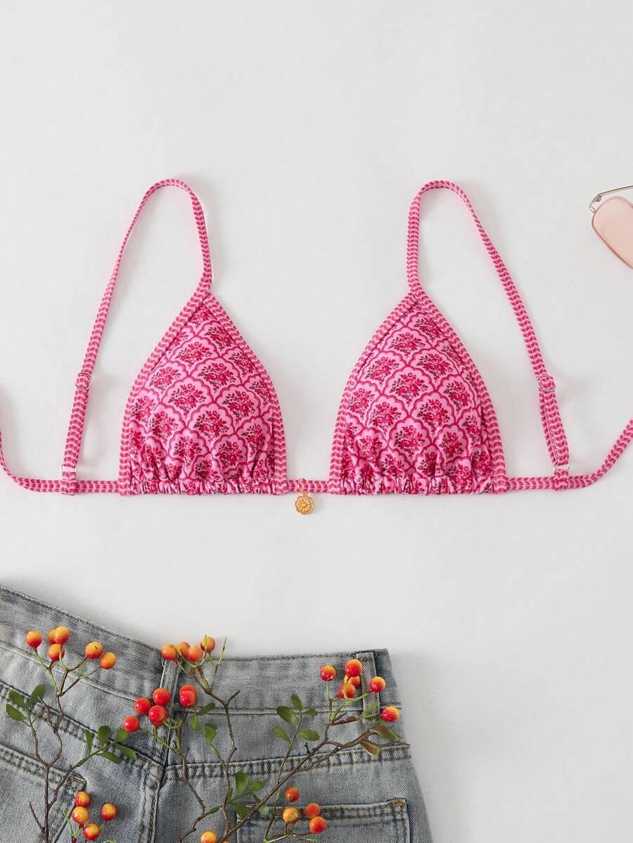 różowa góra od bikini wiązanie
