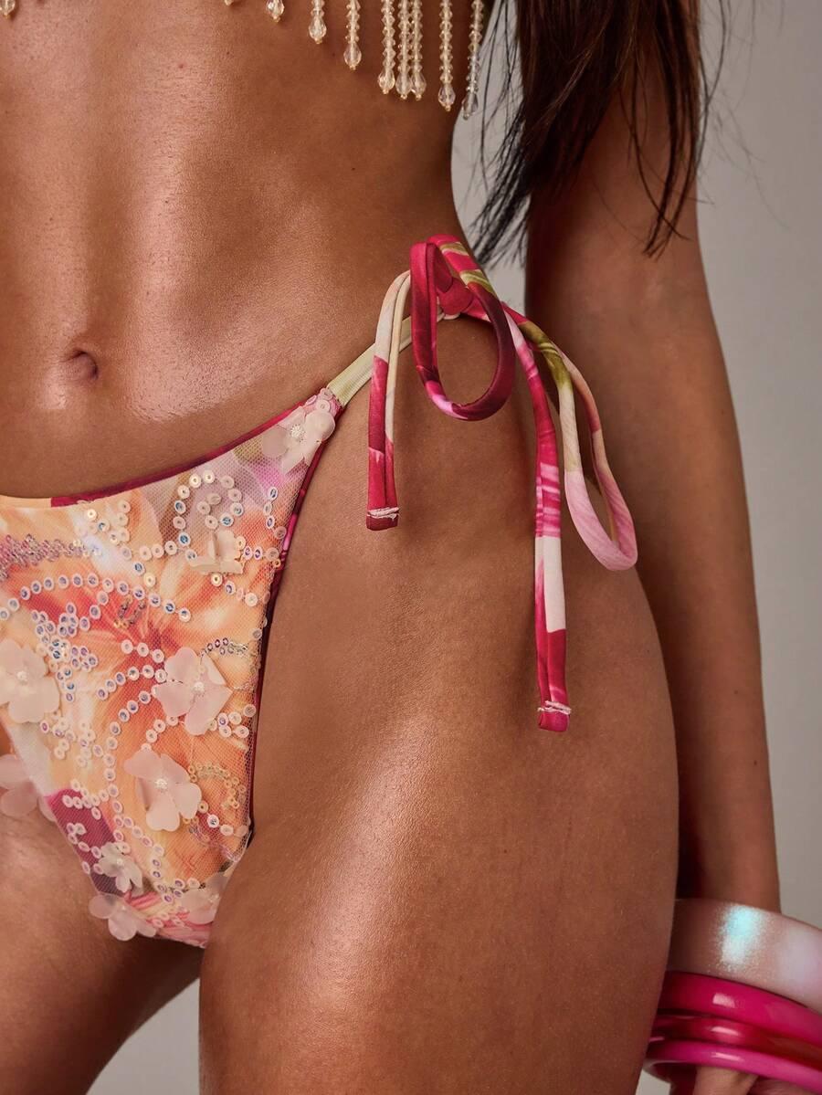 DÓŁ OD BIKINI WZÓR KWIATY