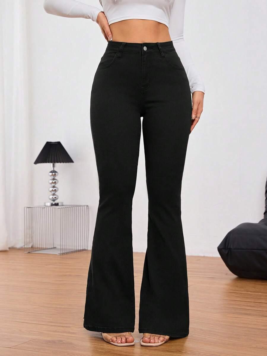 CZARNE SPODNIE JEANS DZWONY
