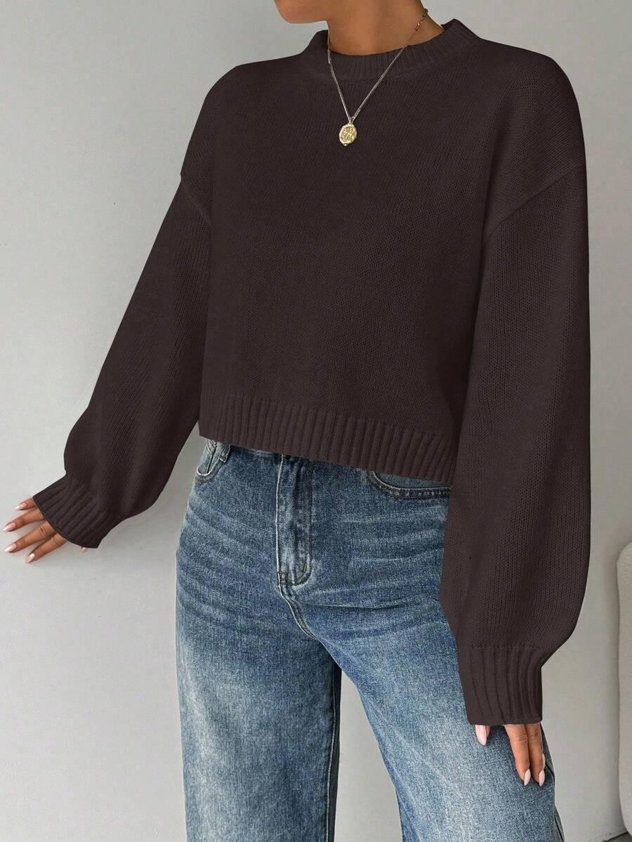 BRĄZOWY SWETER DŁUGI RĘKAW