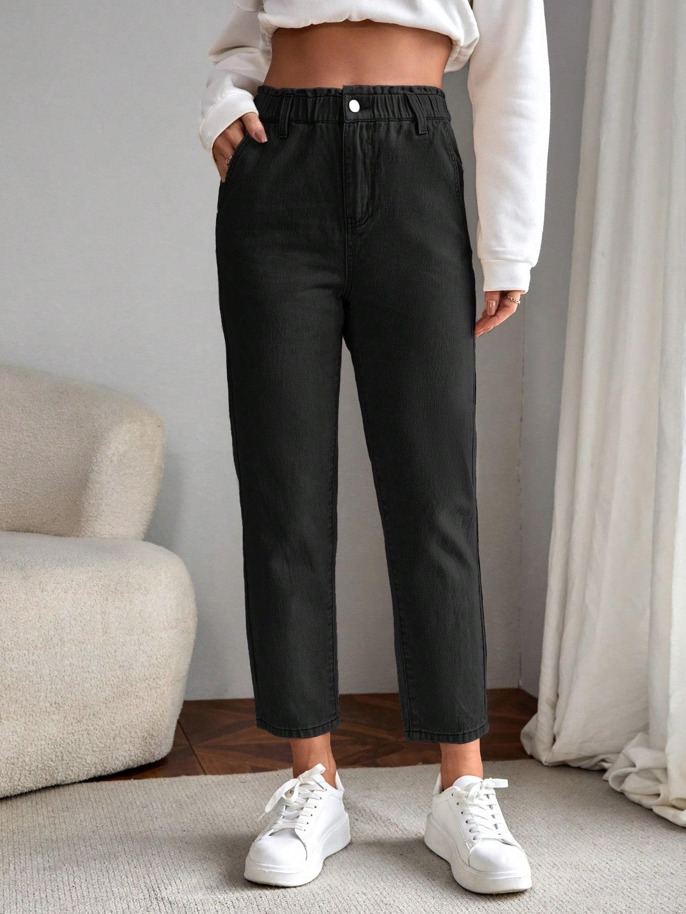 CZARNE SPODNIE JEANS WYSOKI STAN 