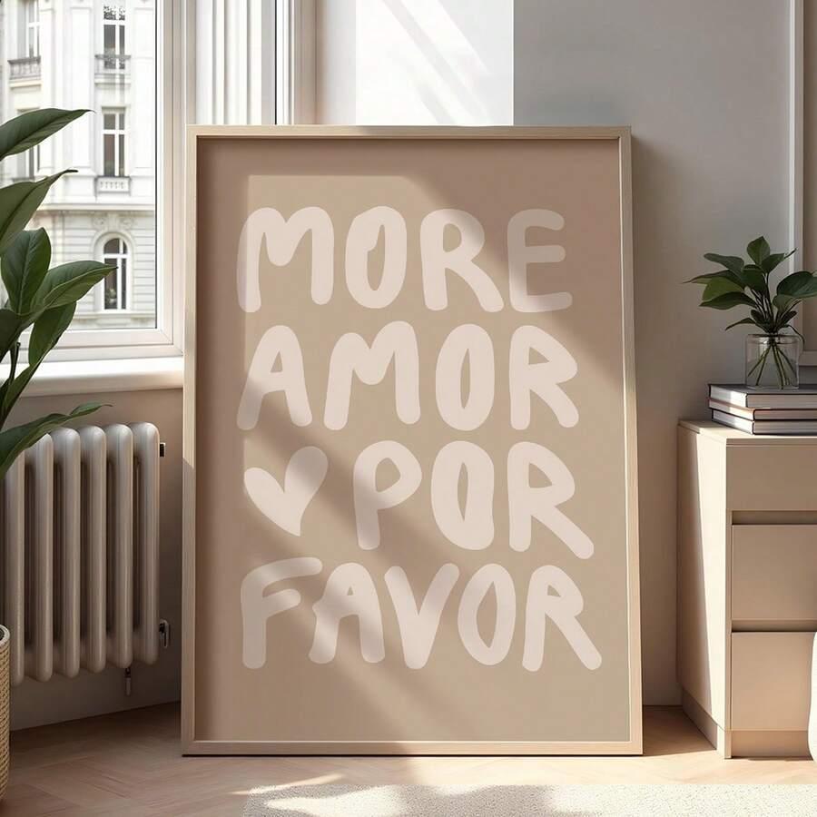 plakat na płótnie napis more amor por favor