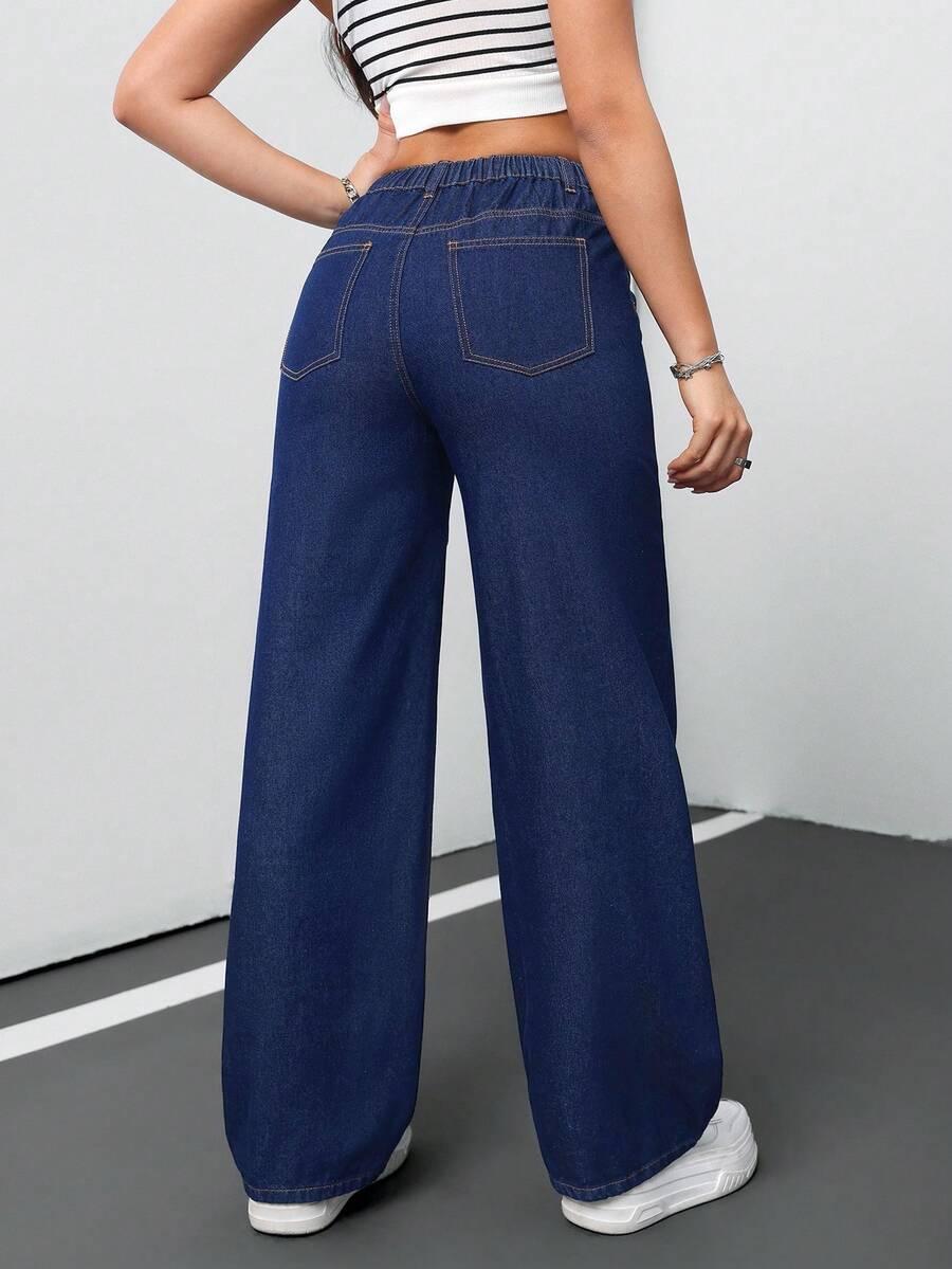 GRANATOWE SPODNIE JEANS