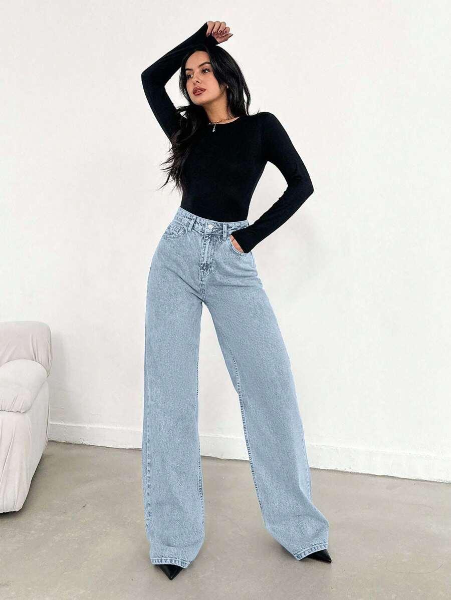 SPODNIE JEANS PROSTE NOGAWKI 