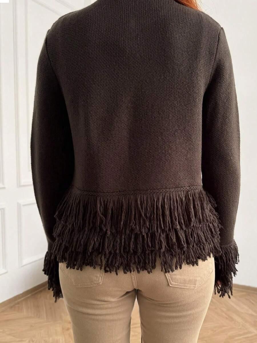 BRĄZOWY SWETER GUZIK