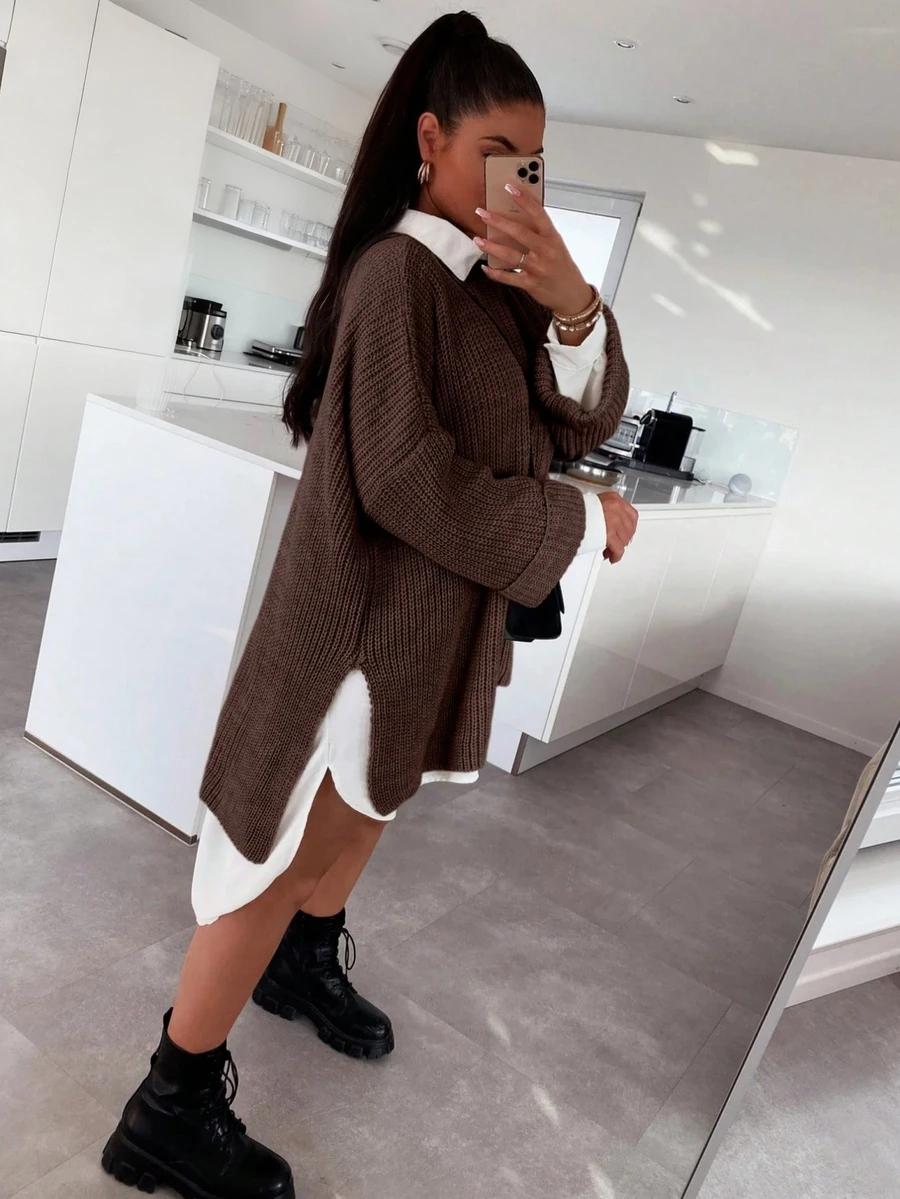 brązowy sweter oversize