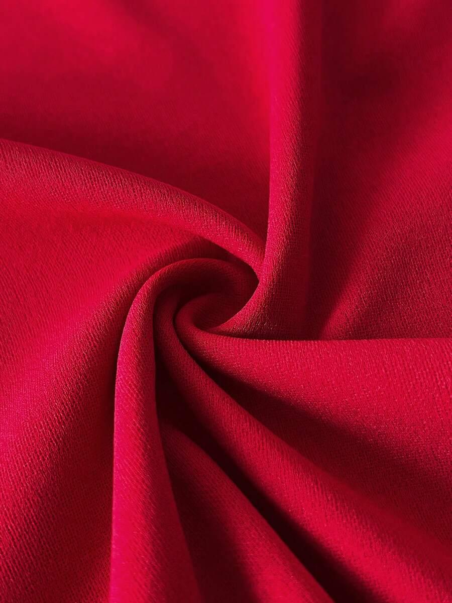 CZERWONA MINI SUKIENKA V-NECK 