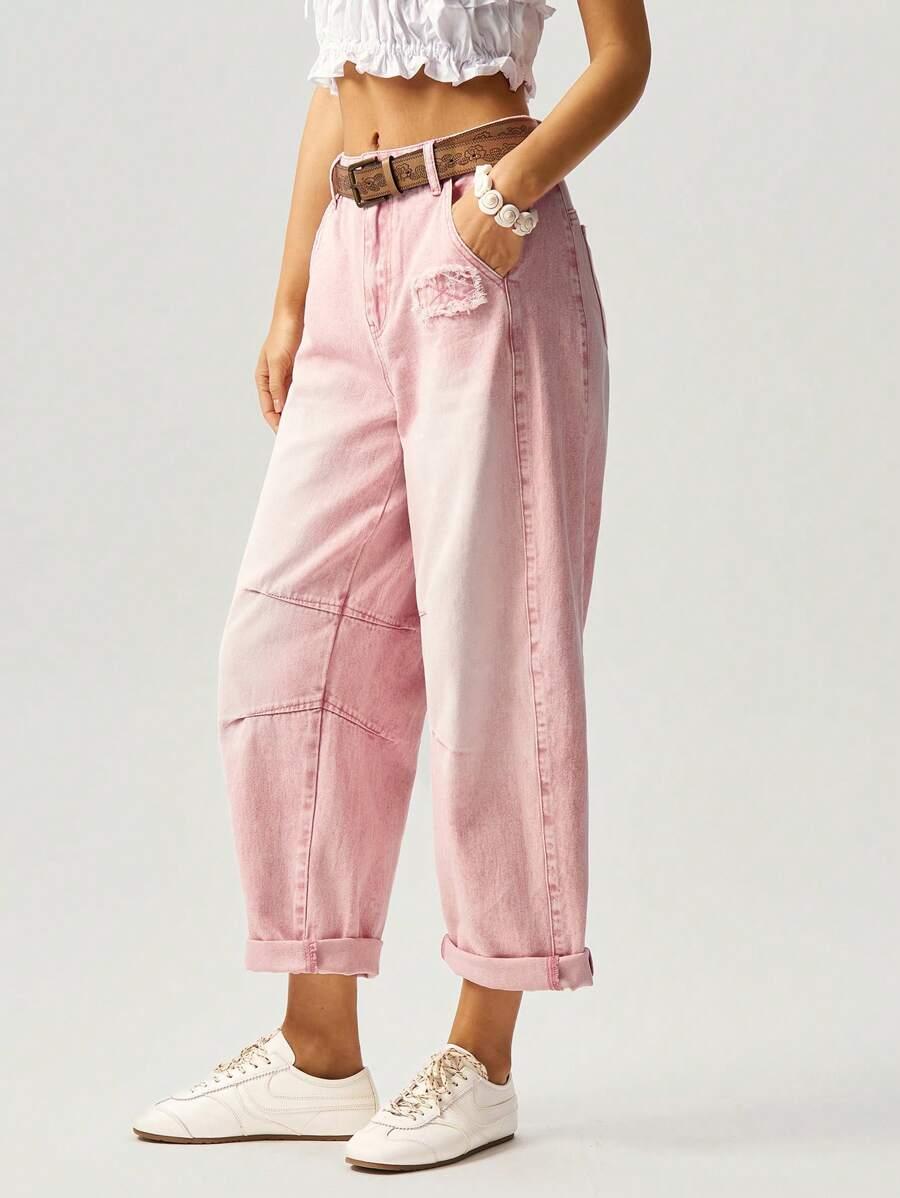 RÓŻOWE SPODNIE JEANS