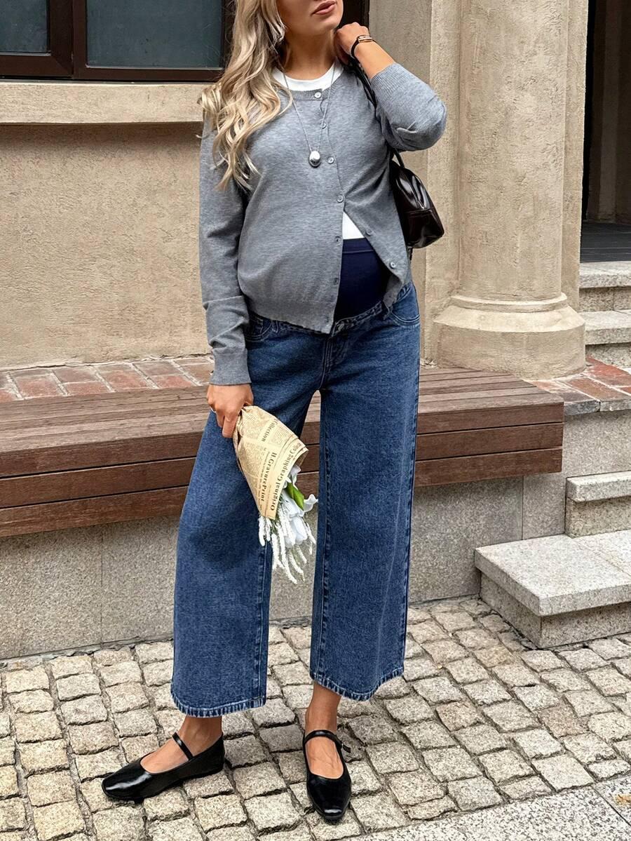 niebieskie ciążowe spodnie jeans