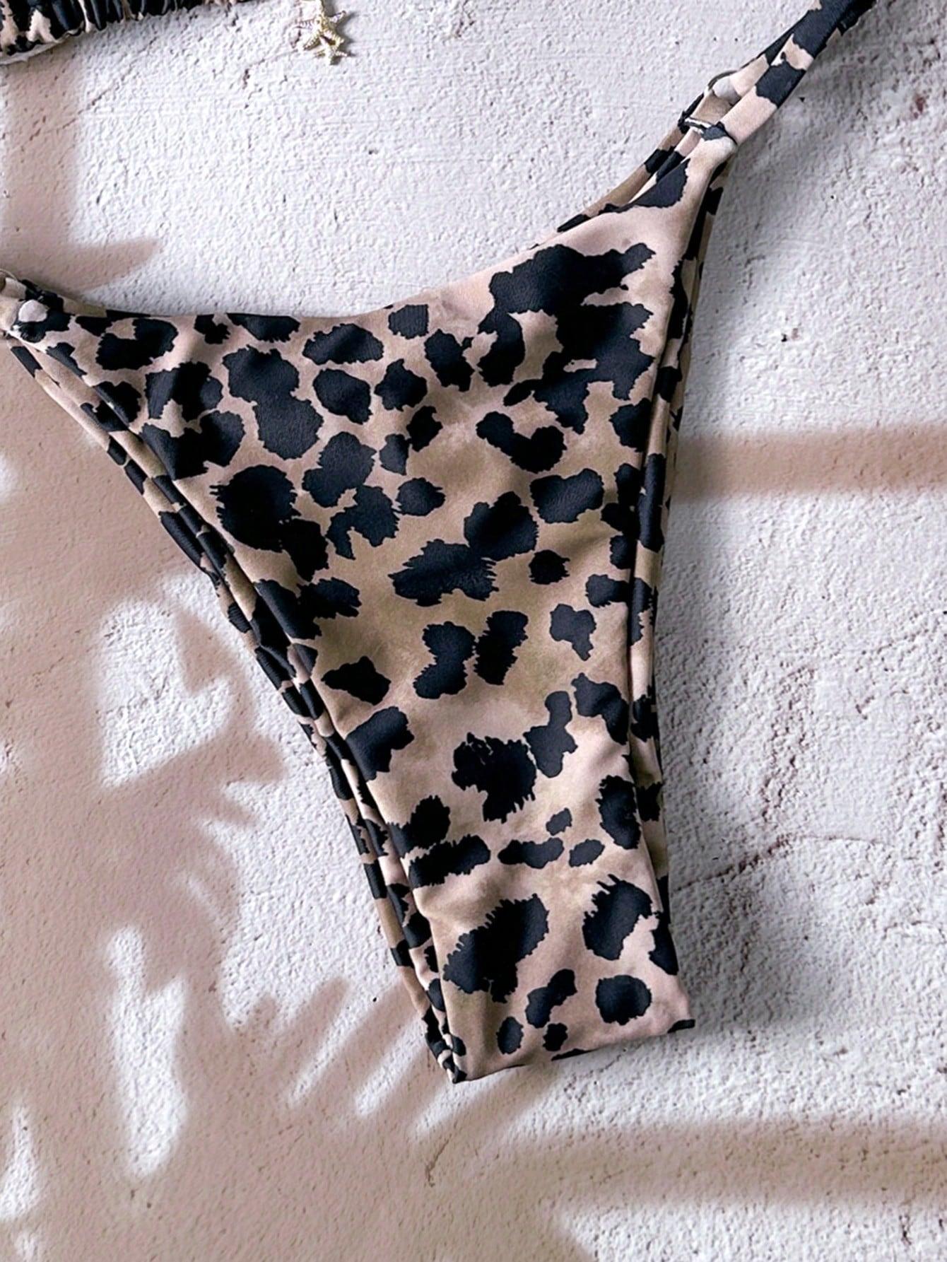 dwuczęściowy strój kąpielowy animal print