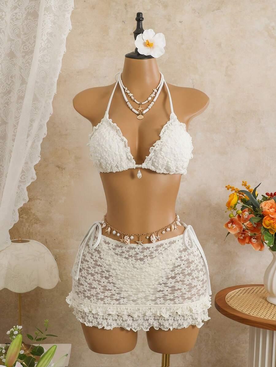 KOMPLET BIKINI WIĄZANY Z NARZUTKĄ