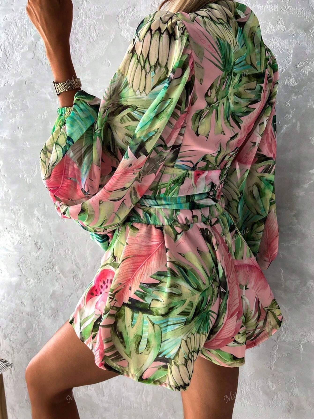 kombinezon wiązanie tropical print