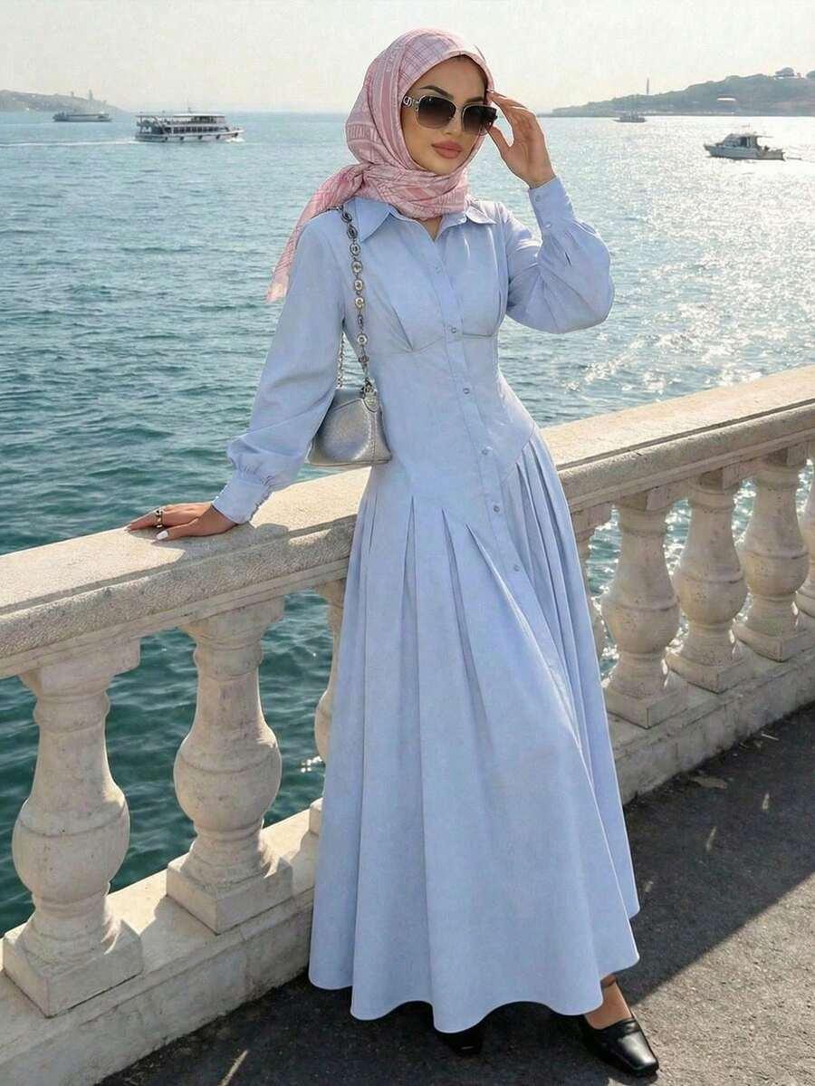 niebieska maxi sukienka