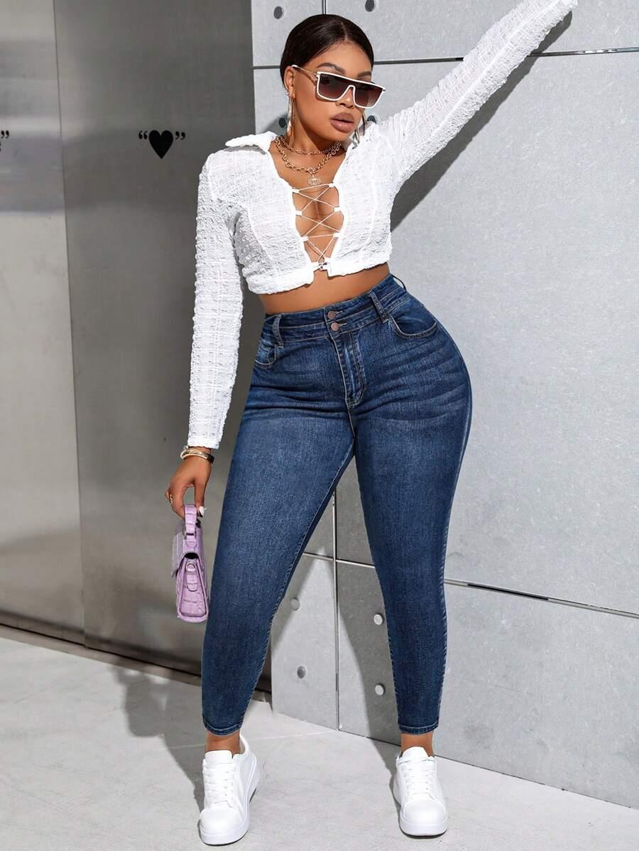 NIEBIESKIE SPODNIE JEANS WYSOKI STAN 