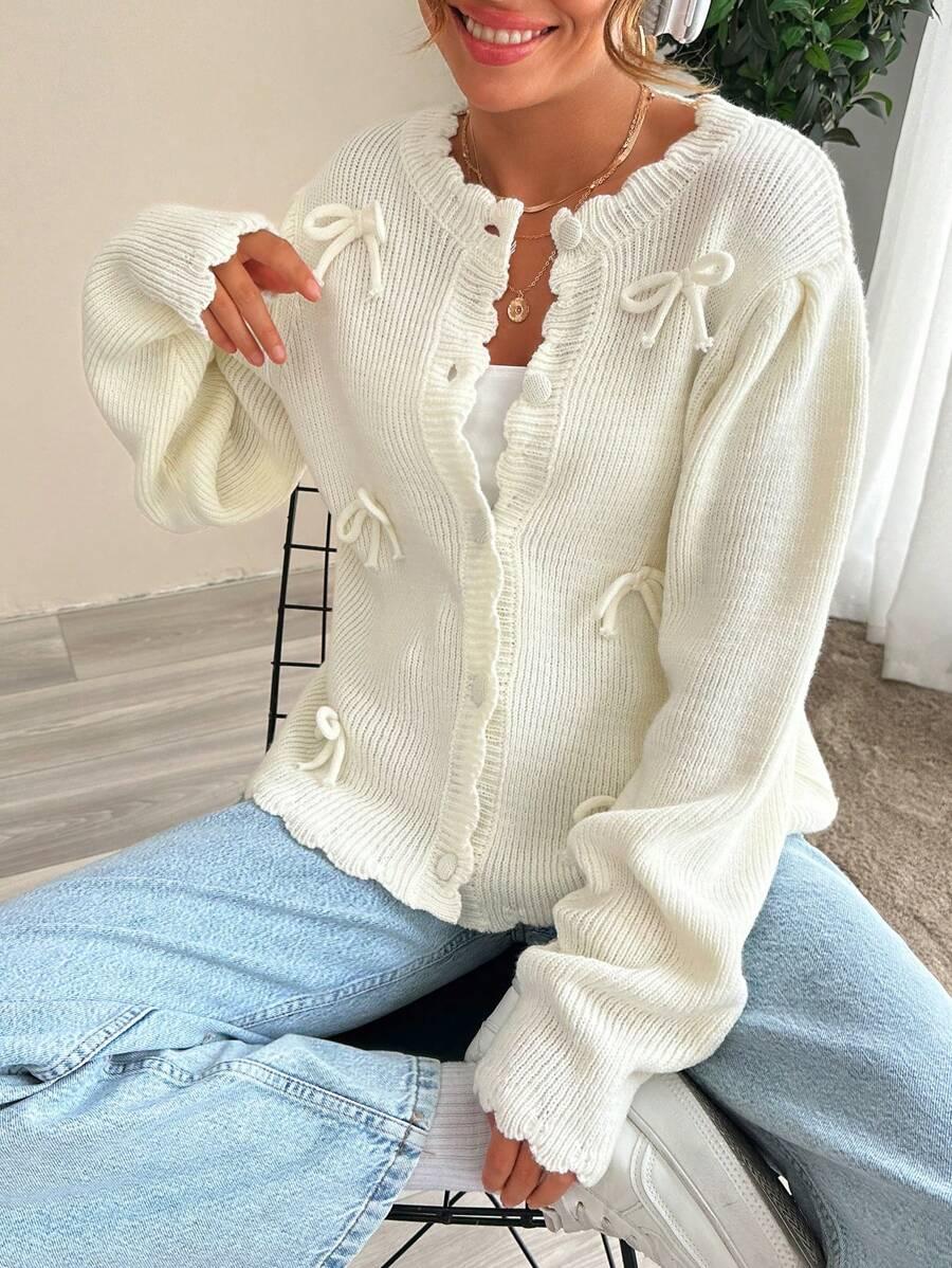 SWETER DAMSKI OKRĄGŁY DEKOLT ROZPINANY DŁUGI RĘKAW