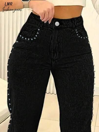 czarne proste jeansy