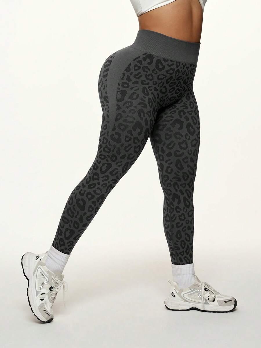 sportowe legginsy wysoki stan animal print