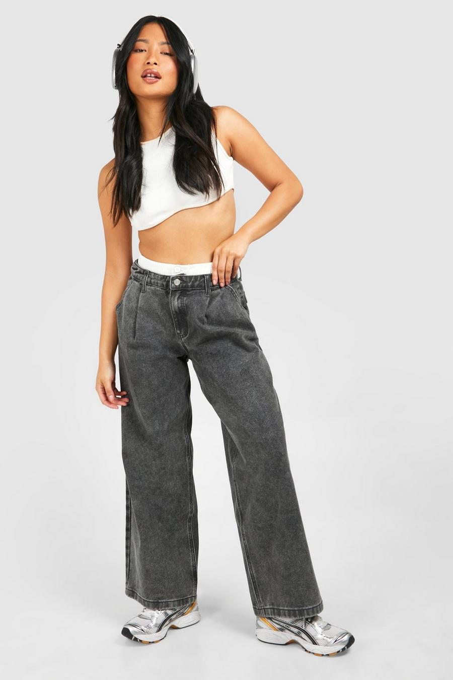 SZARE SPODNIE JEANS KONTRAST 