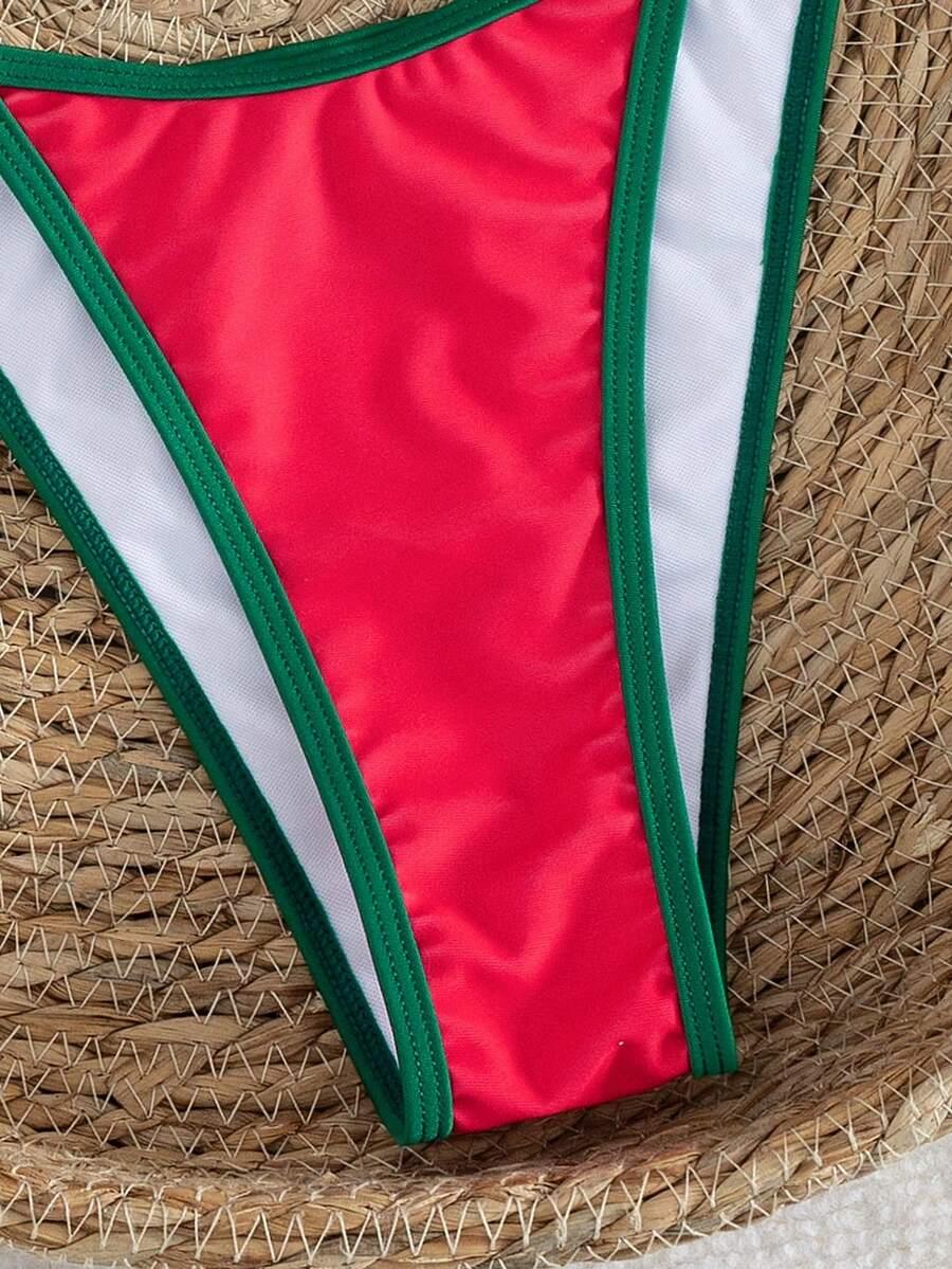 DWUCZĘŚCIOWY STRÓJ KĄPIELOWY KONTRAST NADRUK