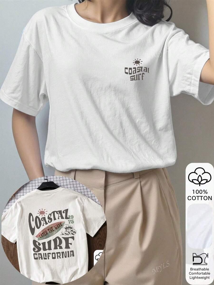 T-SHIRT BAWEŁNIANY Z NADRUKIEM
