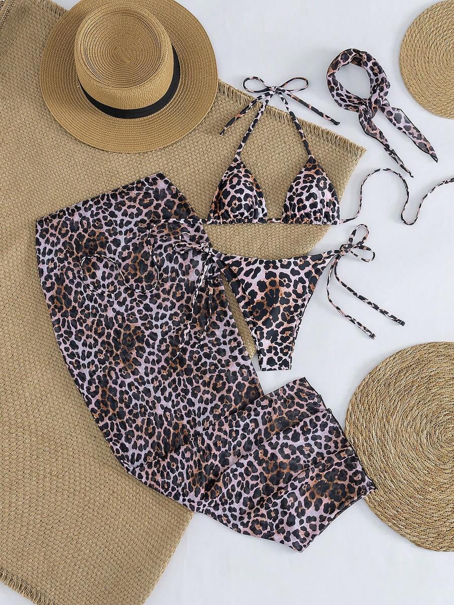 wiązany dół od bikini animal print